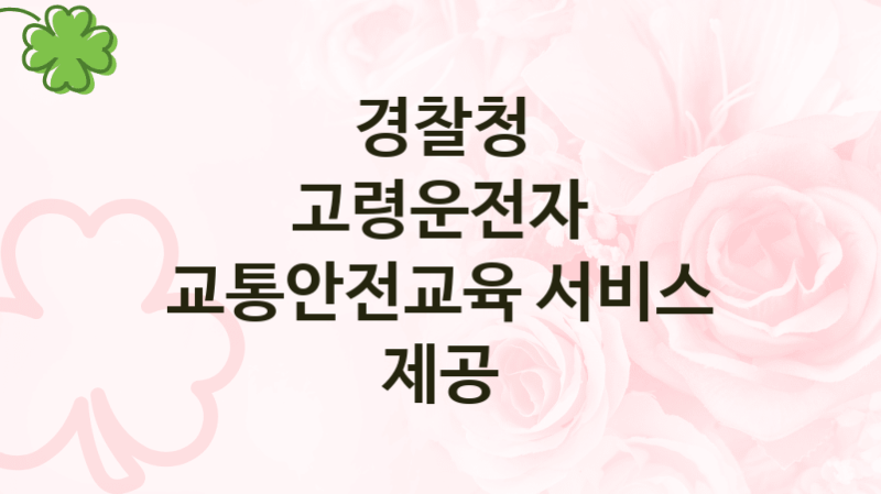 경찰청
고령운전자 교통안전교육 서비스 제공