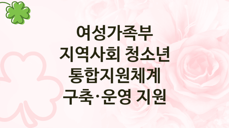 “지역사회 청소년 통합지원체계 구축·운영 지원” 복지 혜택 자격 심사 및 접수 일정 – 여성가족부 지원 정책