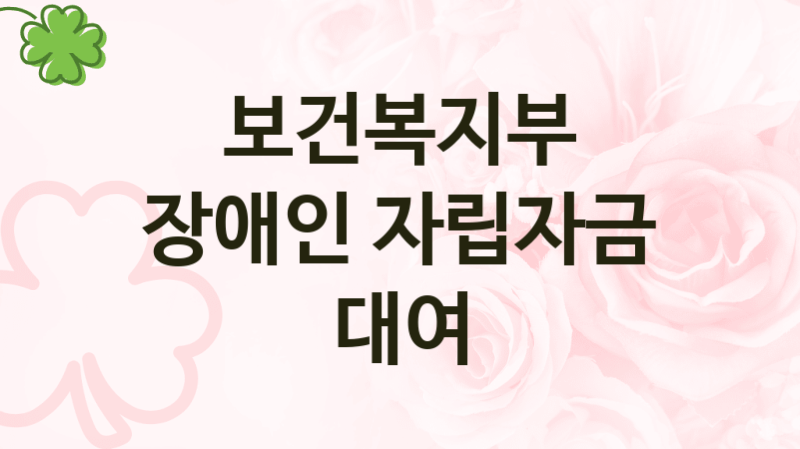 보건복지부 정책 “장애인 자립자금 대여” 장애인자립기반과 -신청 일정과 자격조건
