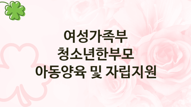 여성가족부
청소년한부모 아동양육 및 자립지원