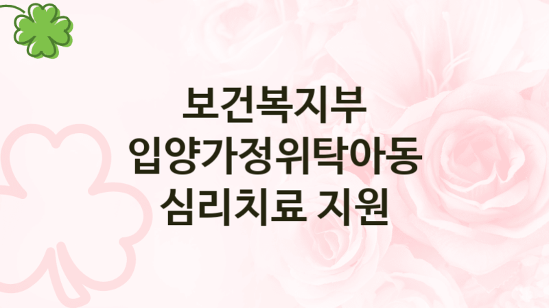 보건복지부
입양가정위탁아동 심리치료 지원