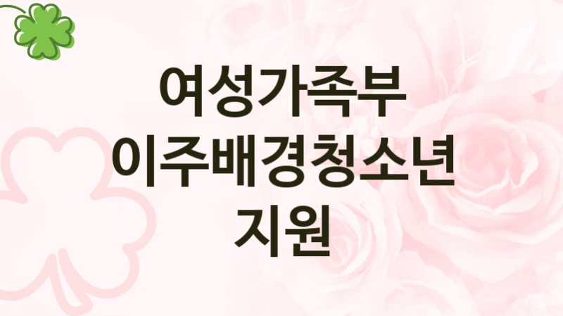 여성가족부 지원정책 “이주배경청소년지원” 학교밖청소년지원과 -신청 자격 조건과 신청 방법