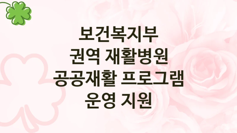 “권역 재활병원 공공재활 프로그램 운영 지원” 복지 혜택 자격 심사 및 접수 일정 – 보건복지부 지원 정책