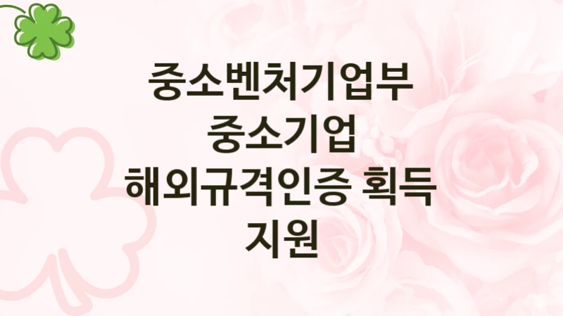 중소벤처기업부 “중소기업 해외규격인증 획득 지원” 지원사업 자격 조건과 신청 일정