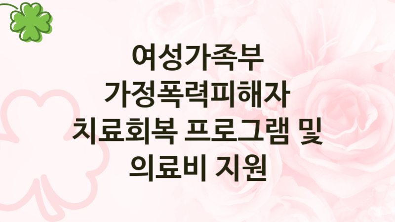 여성가족부
가정폭력피해자 치료회복 프로그램 및 의료비 지원