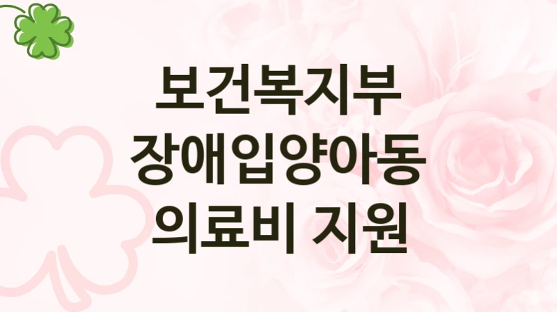 “장애입양아동 의료비 지원” 보건복지부 지원 혜택 – 자격 조건과 구비 서류