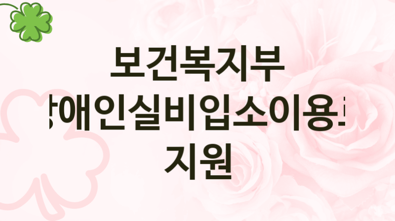 “장애인실비입소이용료 지원” 보건복지부 지원혜택 – 신청조건과 자격조건