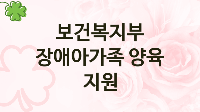 보건복지부
장애아가족 양육 지원