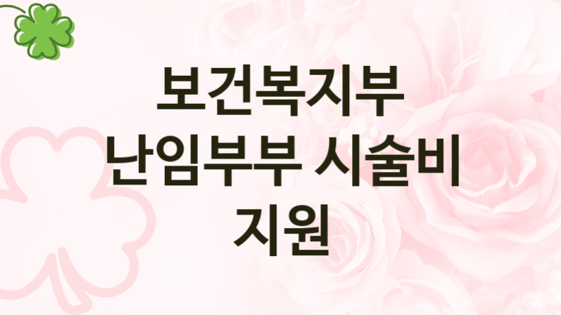 보건복지부 복지정책, 난임부부 시술비 지원, 신청방법과 구비서류
