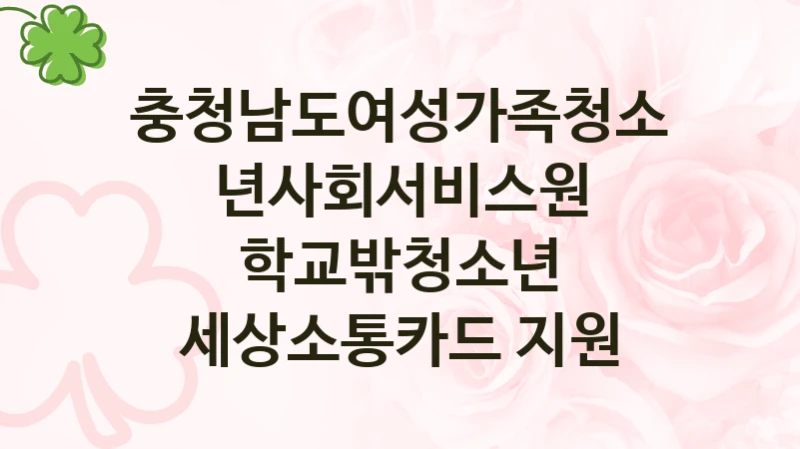 충청남도여성가족청소년사회서비스원 “학교밖청소년 세상소통카드 지원” 복지 지원 정책 – 신청 절차 및 필요 서류