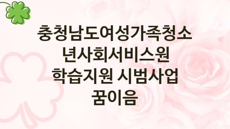충청남도여성가족청소년사회서비스원 “학습지원 시범사업 꿈이음” 복지 지원 정책 – 자격 요건과 접수 방법