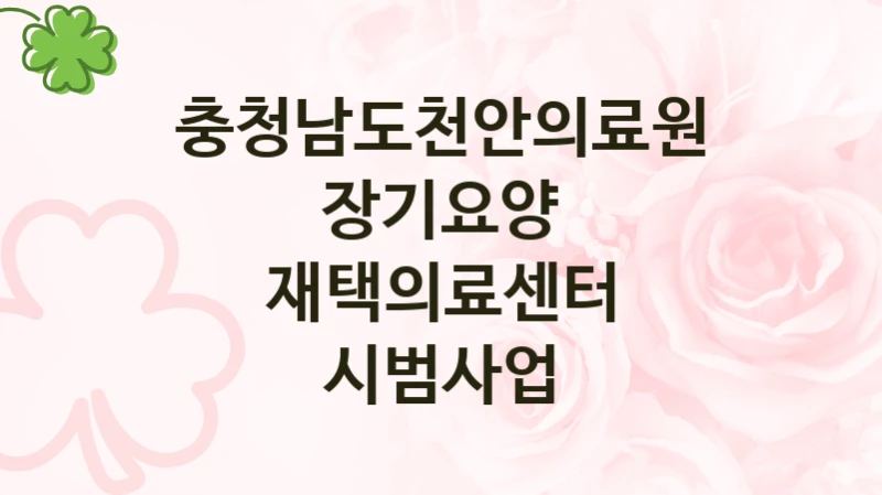 “장기요양 재택의료센터 시범사업” 충청남도천안의료원 복지지원 혜택 – 자격 조건과 구비 서류