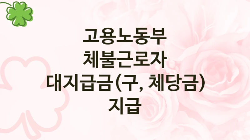 고용노동부
체불근로자 대지급금(구, 체당금) 지급