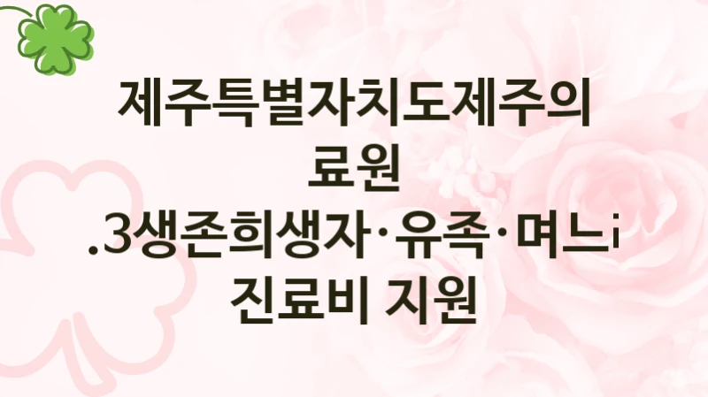 “4.3생존희생자·유족·며느리 진료비 지원” 복지 혜택 신청부터 지급까지 – 제주특별자치도제주의료원 지원 정책