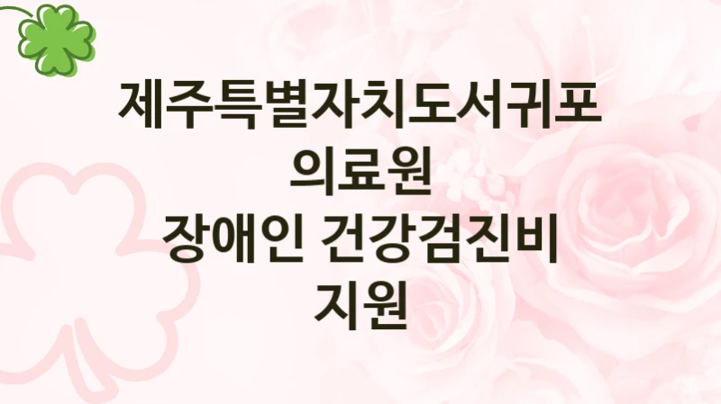 “장애인 건강검진비 지원” 지원 한도와 신청 기준 – 제주특별자치도서귀포의료원 복지정책 요건 및 혜택