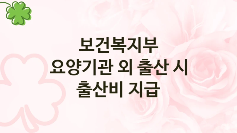 국가 지원 혜택 “요양기관 외 출산 시 출산비 지급” – 보건복지부 신청 대상 및 제출 서류