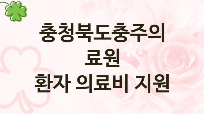 충청북도충주의료원 사회 지원 제도 “환자 의료비 지원” – 접수 일정 및 지원 내용