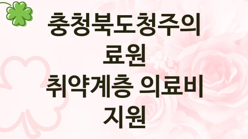 “취약계층 의료비 지원” 혜택 대상자 조건 – 충청북도청주의료원 복지정책 요건 및 혜택 안내