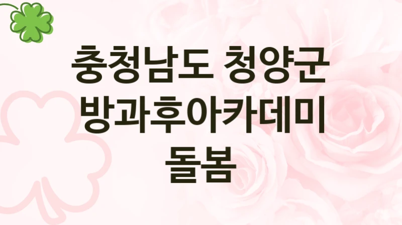 충청남도 청양군 공공 복지 혜택 “방과후아카데미 돌봄” – 접수 일정 및 지원 내용